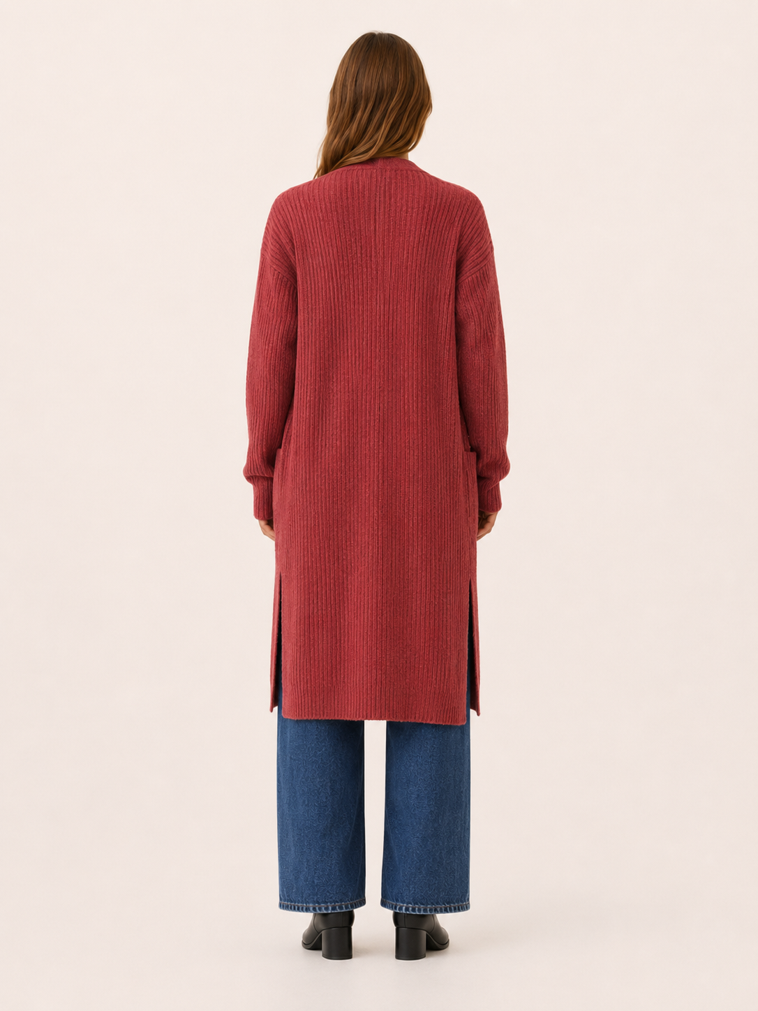 Delphine | Long Cardigan with Open Front and Pockets