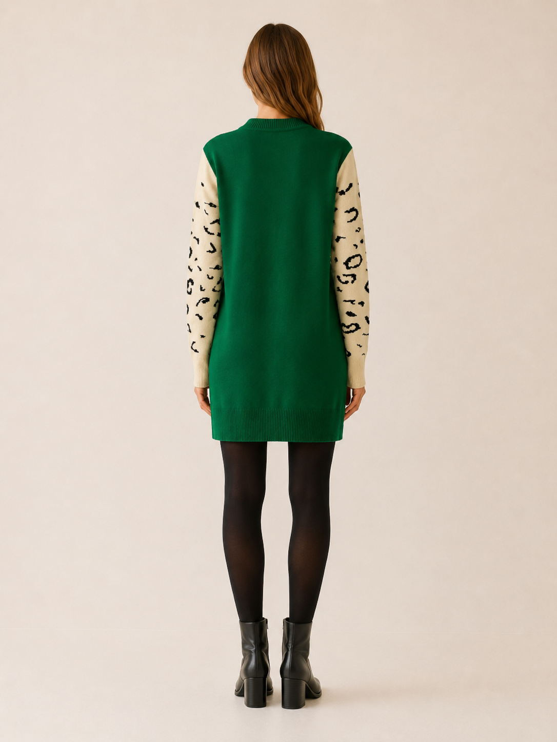 Delyra | Oversized Jumper with Leopard Print and Crew Neck