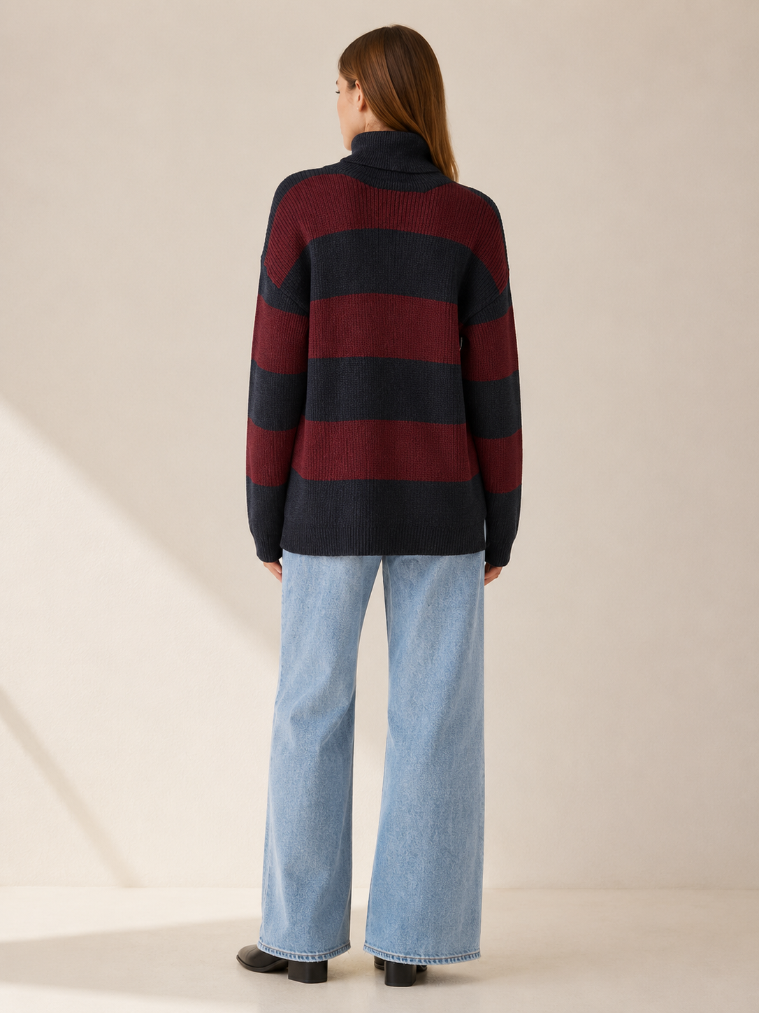 Dovessa | High Neck Sweater with Striped Design