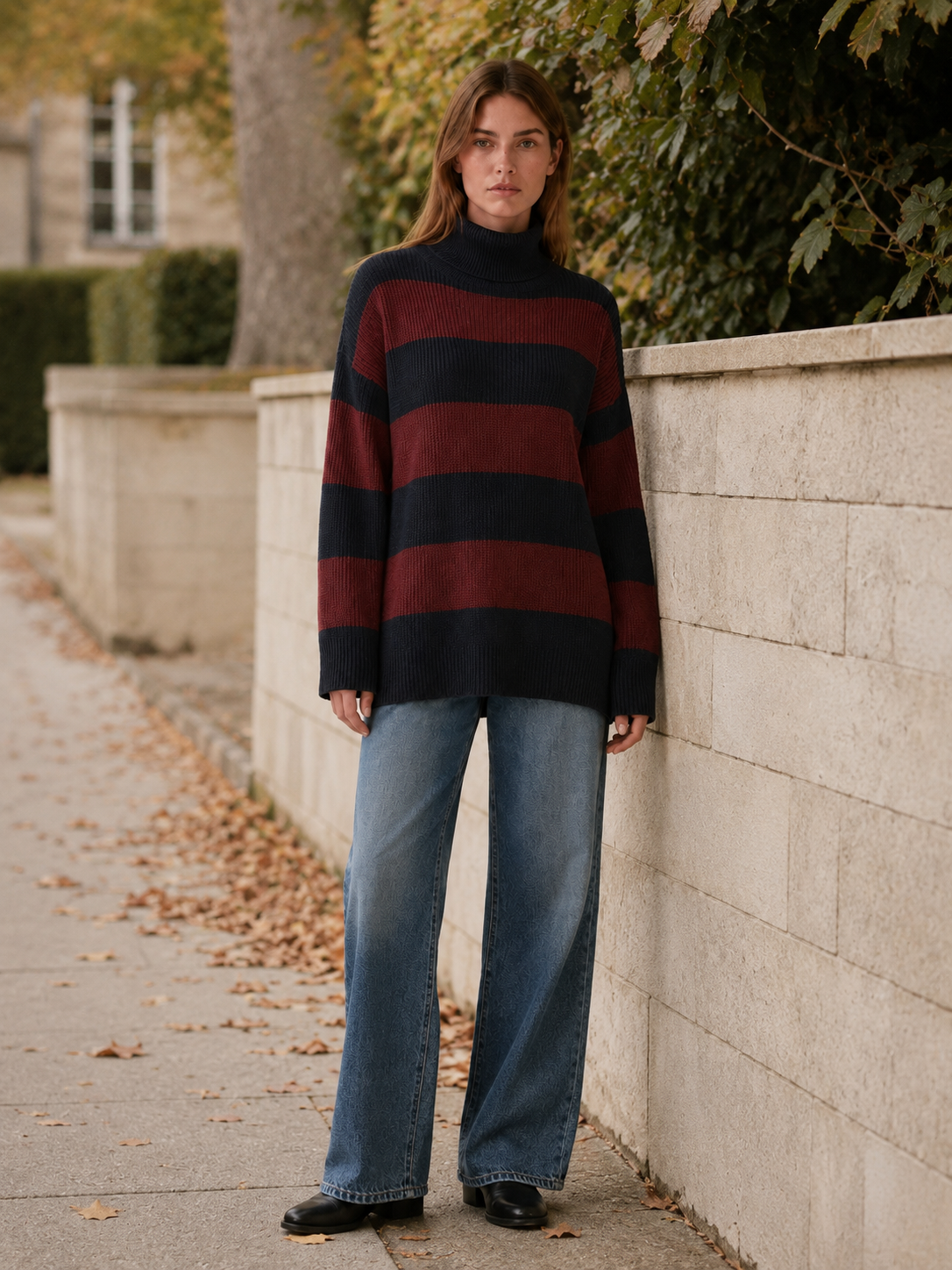 Dovessa | High Neck Sweater with Striped Design