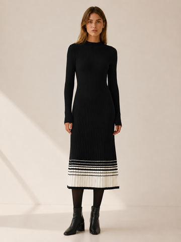 Drelyssa | Jumper Dress with Mock Neck and Pleated Hem