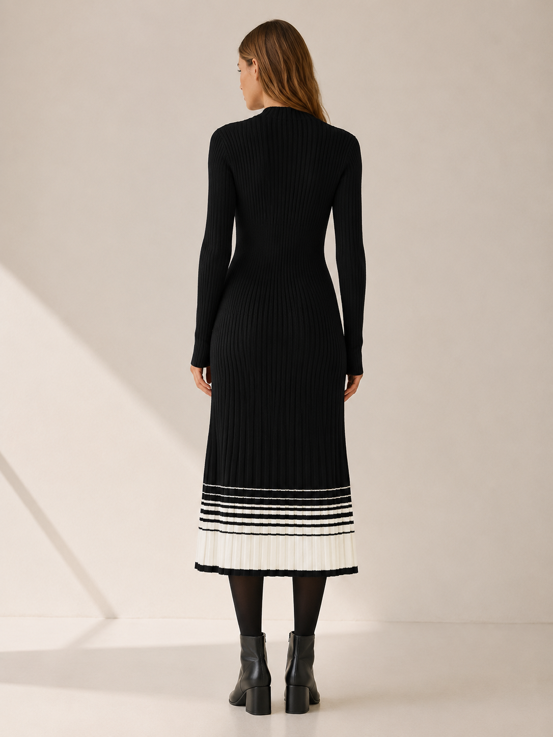 Drelyssa | Jumper Dress with Mock Neck and Pleated Hem