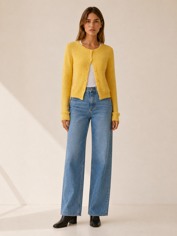 Eirian | Cropped Cardigan with Single-Button Front