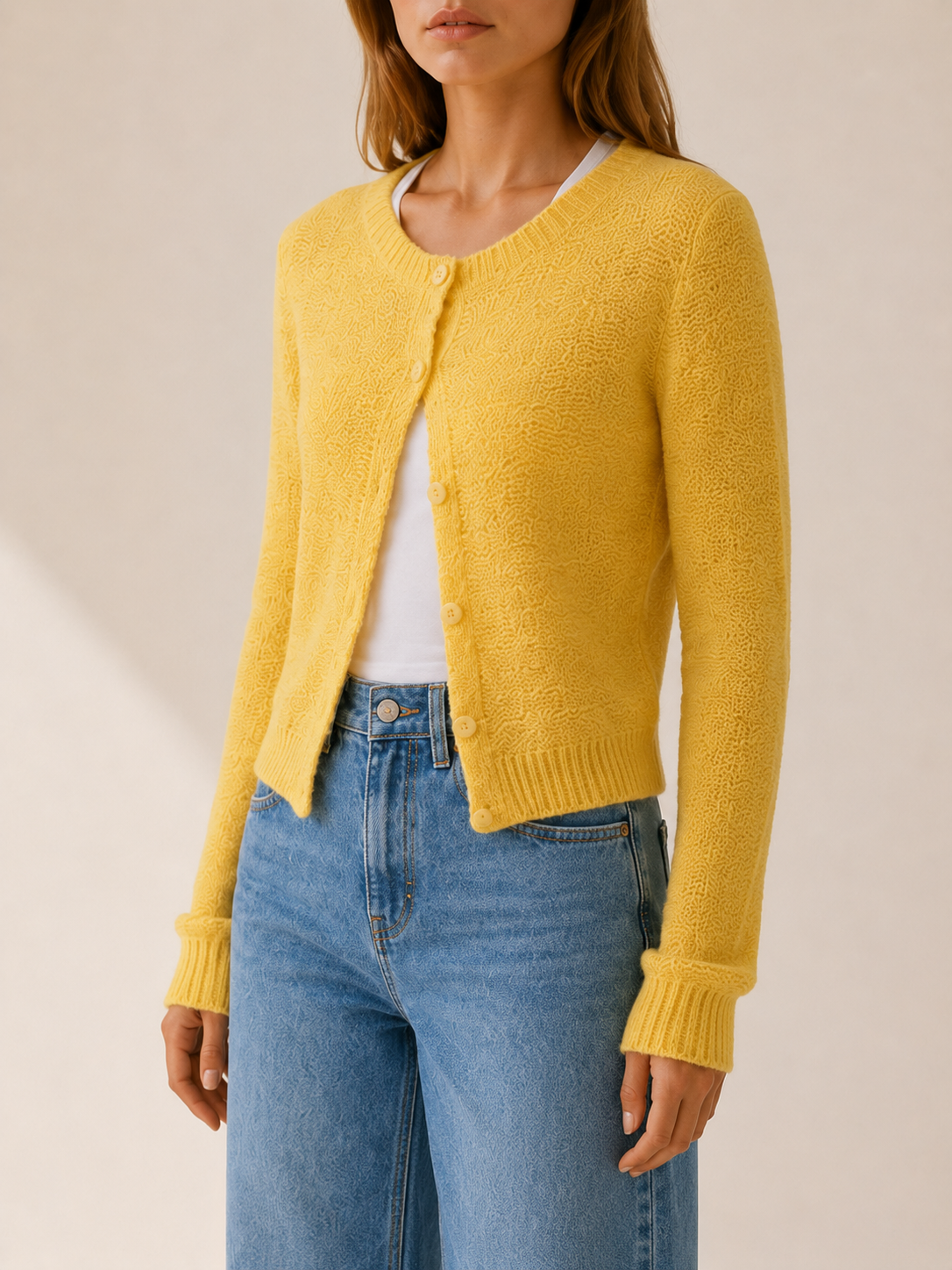 Eirian | Cropped Cardigan with Single-Button Front