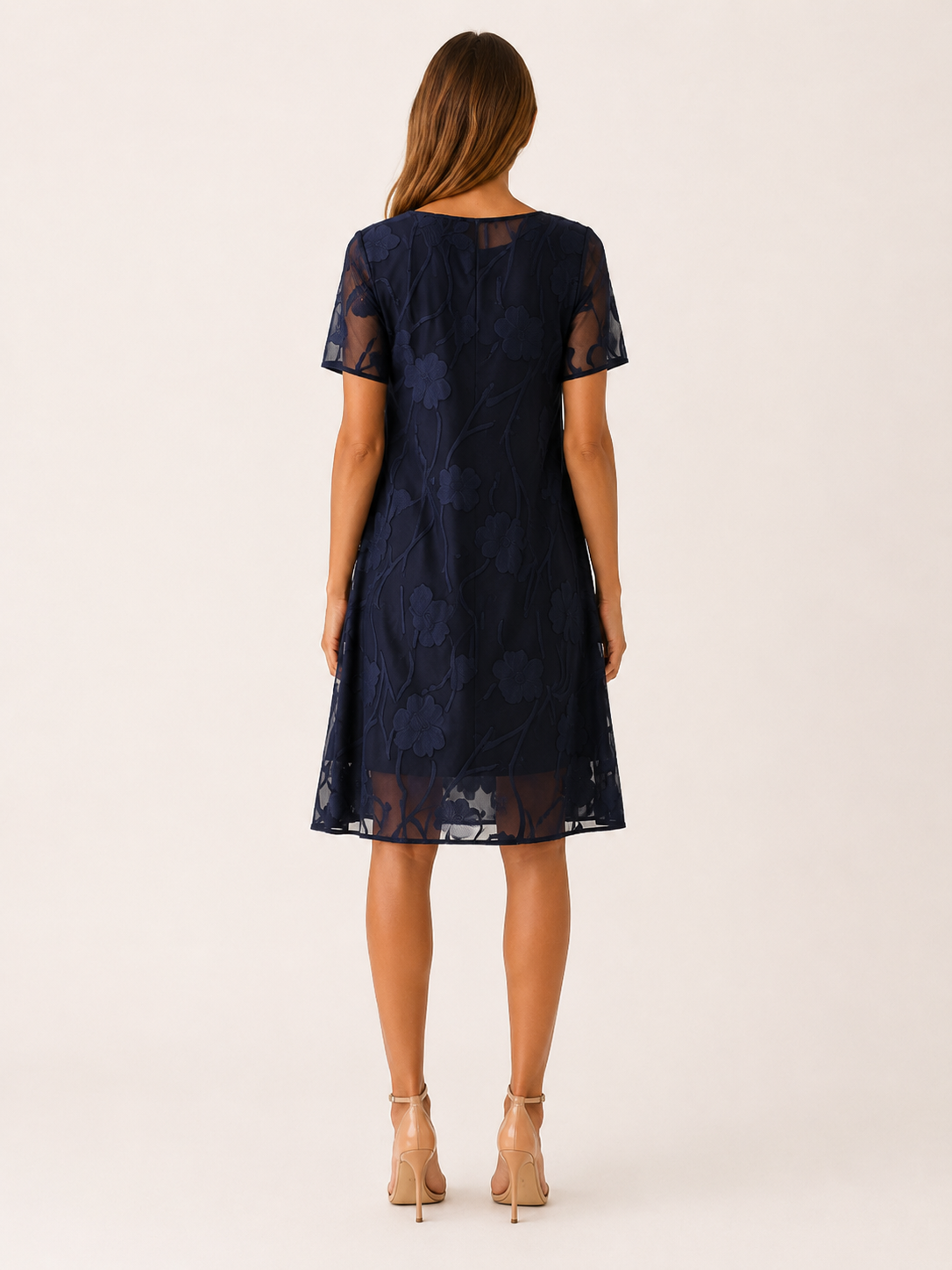 Eirlys | Floral Chiffon Midi Dress with A-Line Fit