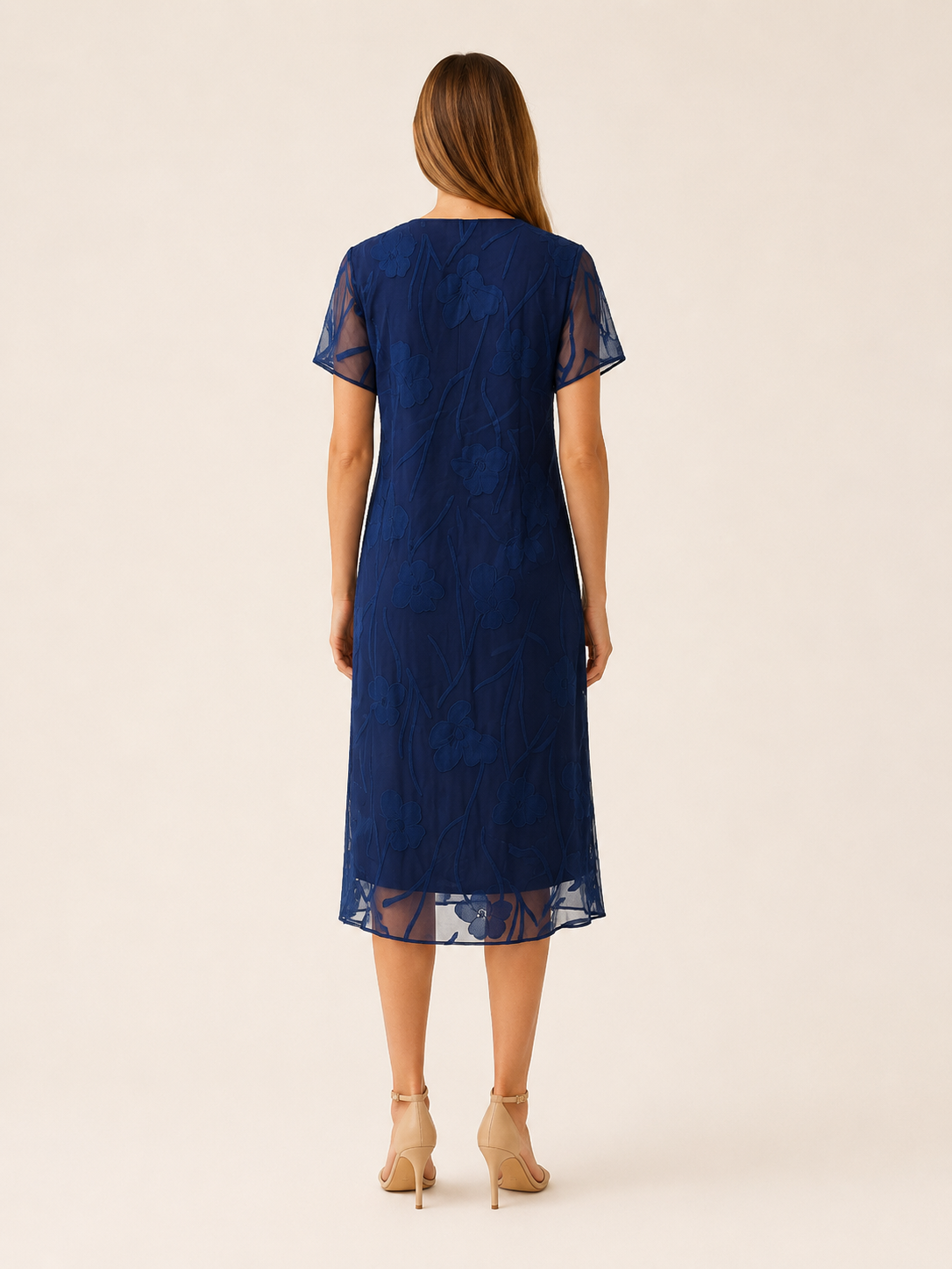 Eirlys | Floral Chiffon Midi Dress with A-Line Fit