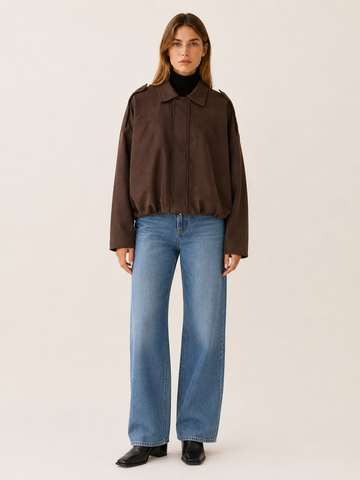 Eirlys | Women's Collared Oversized Bomber Jacket
