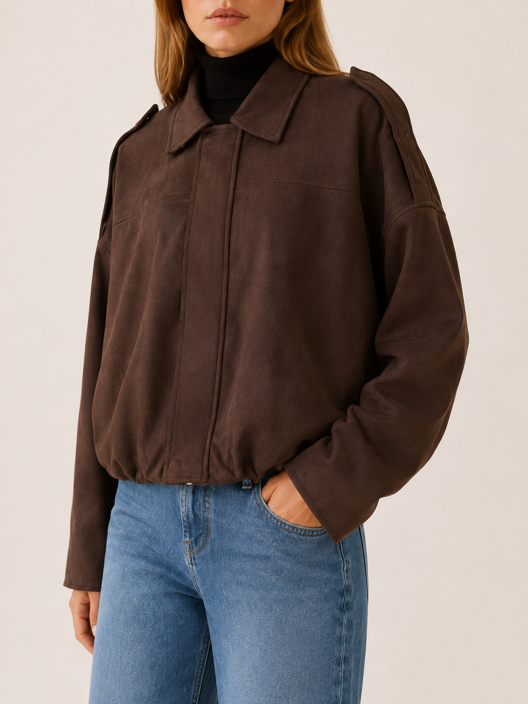 Eirlys | Women's Collared Oversized Bomber Jacket