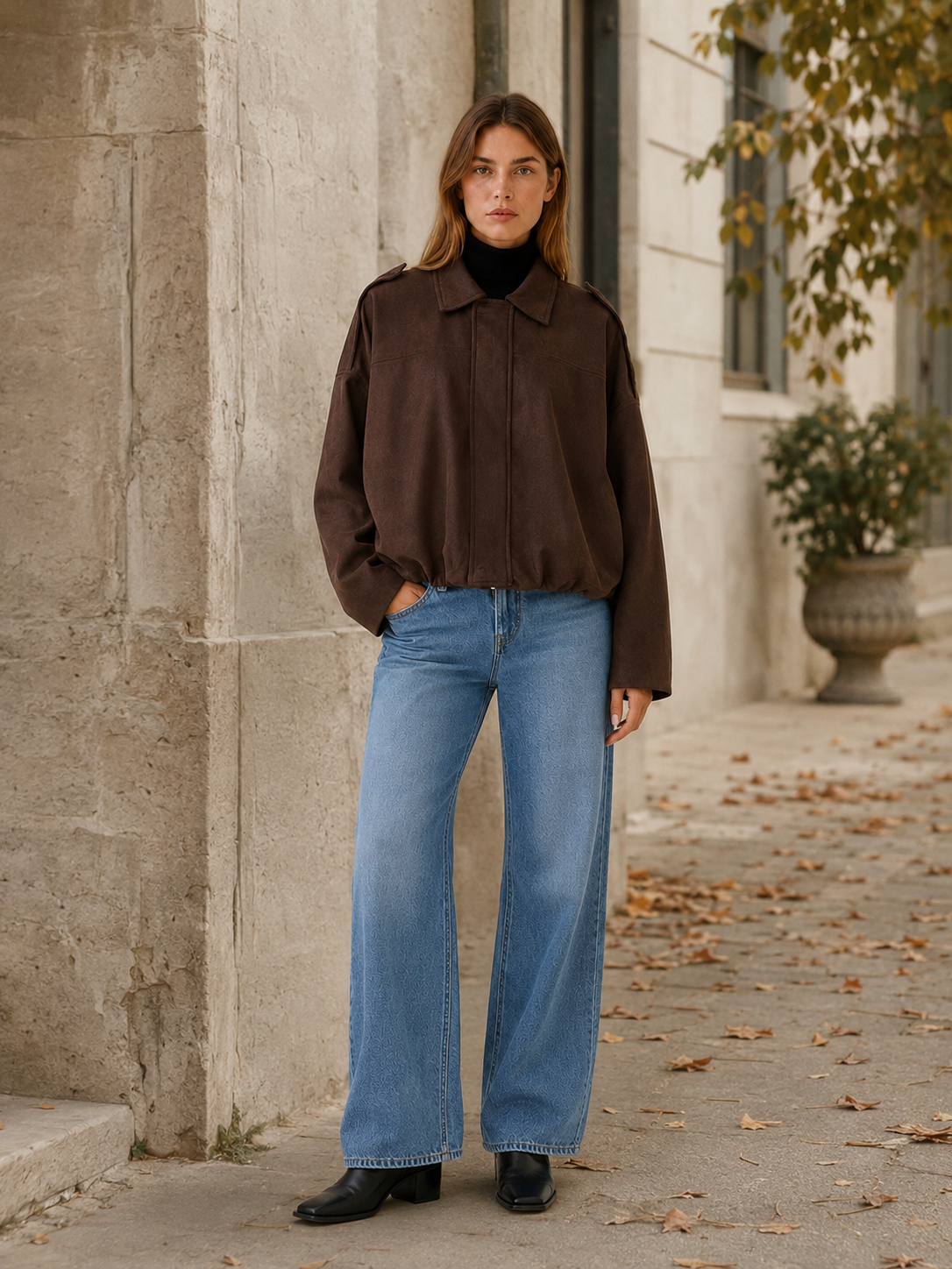 Eirlys | Women's Collared Oversized Bomber Jacket