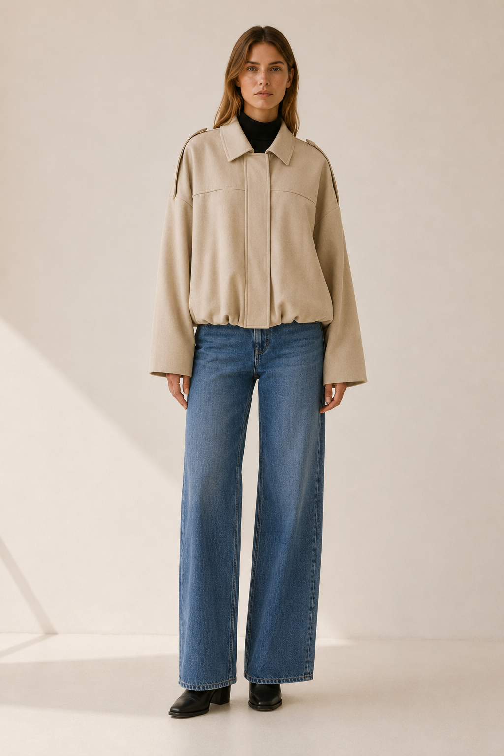 Eirlys | Women's Collared Oversized Bomber Jacket