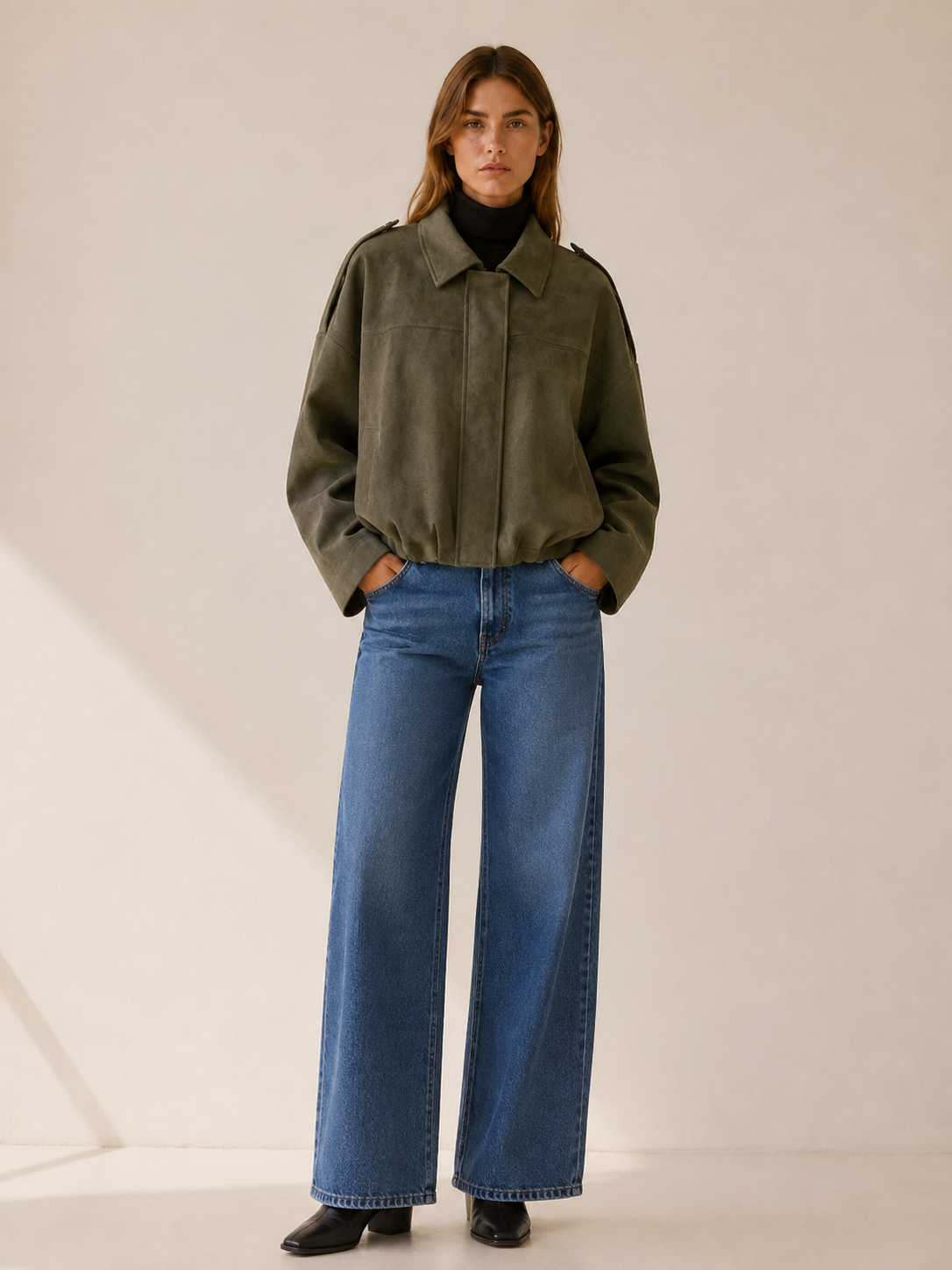 Eirlys | Women's Collared Oversized Bomber Jacket