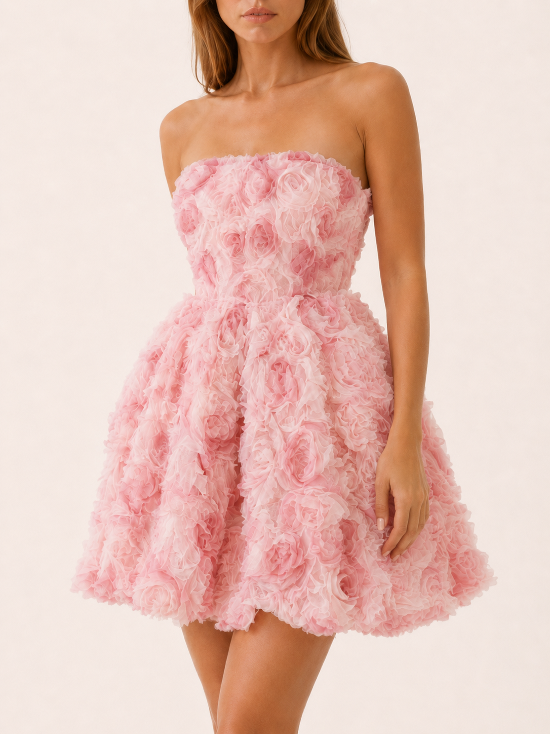 Eliane | Rosette Mini Dress with Strapless Organza Detail
