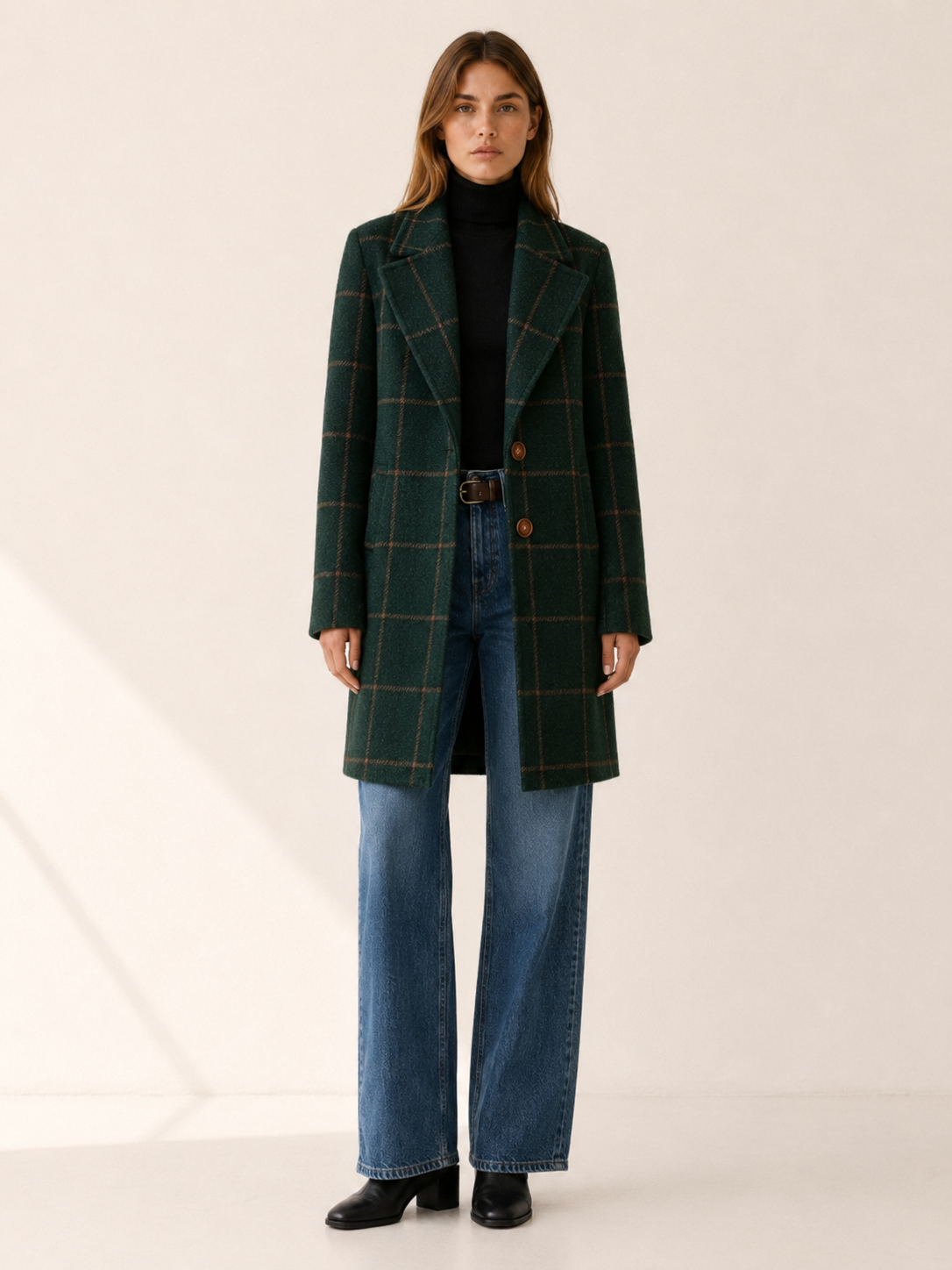 Elise | Women’s Check Trench Coat with Longline Fit