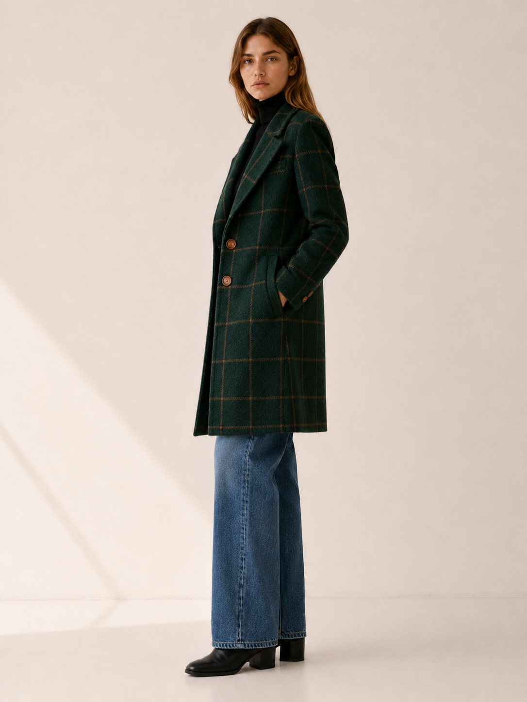 Elise | Women’s Check Trench Coat with Longline Fit