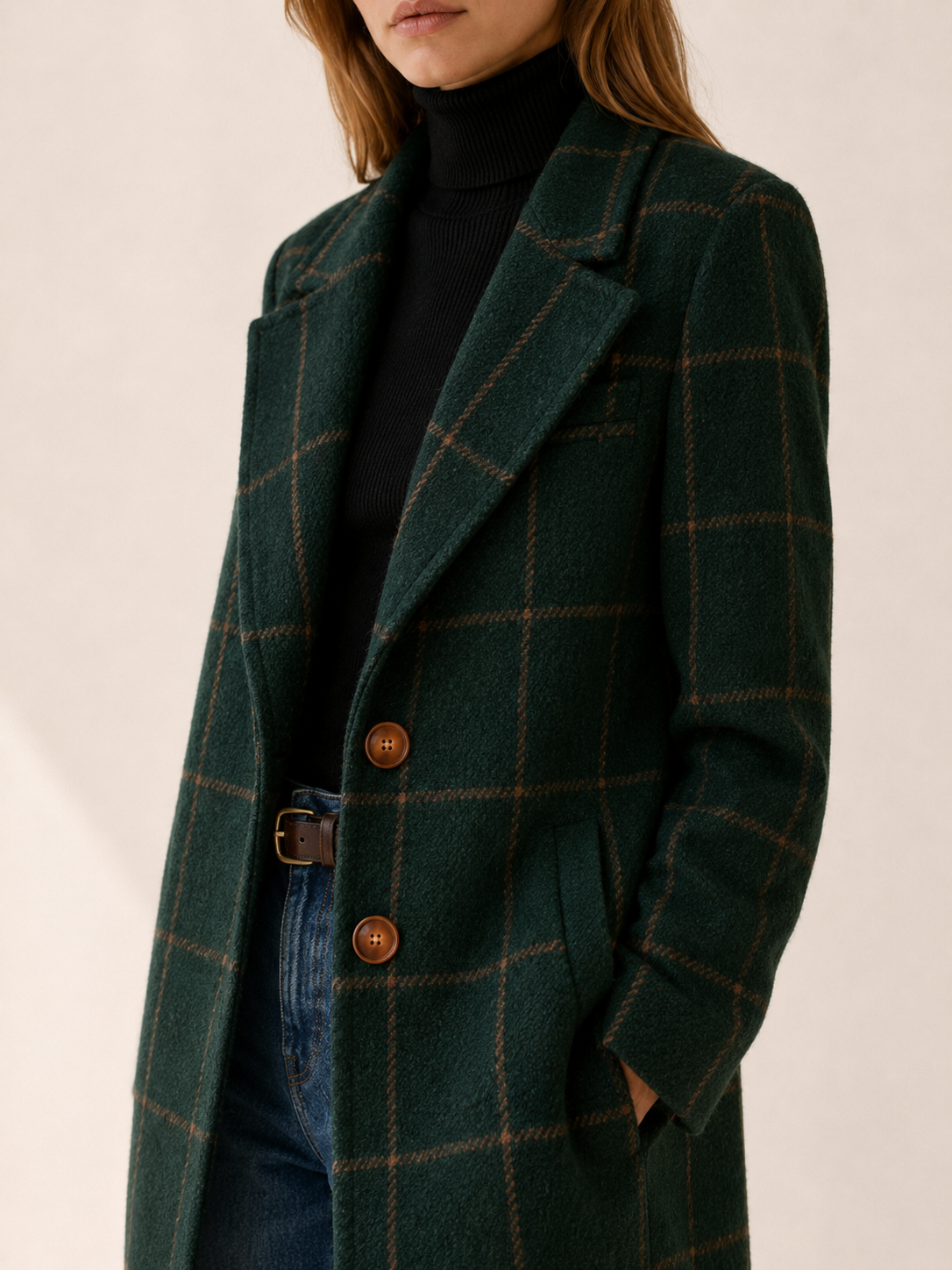 Elise | Women’s Check Trench Coat with Longline Fit