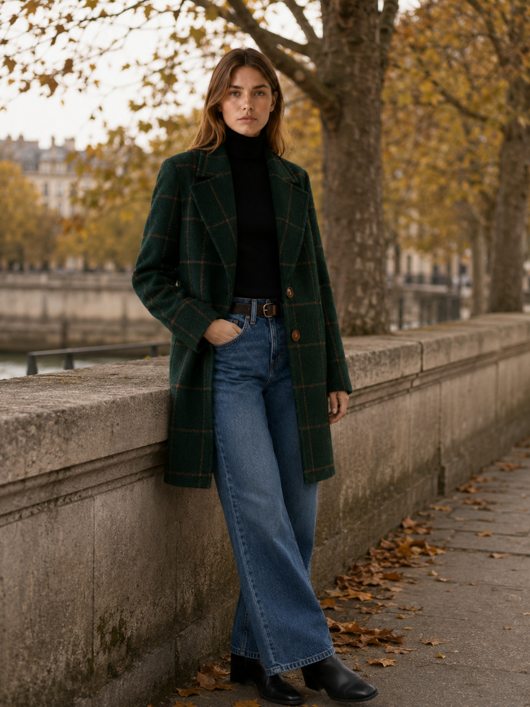 Elise | Women’s Check Trench Coat with Longline Fit