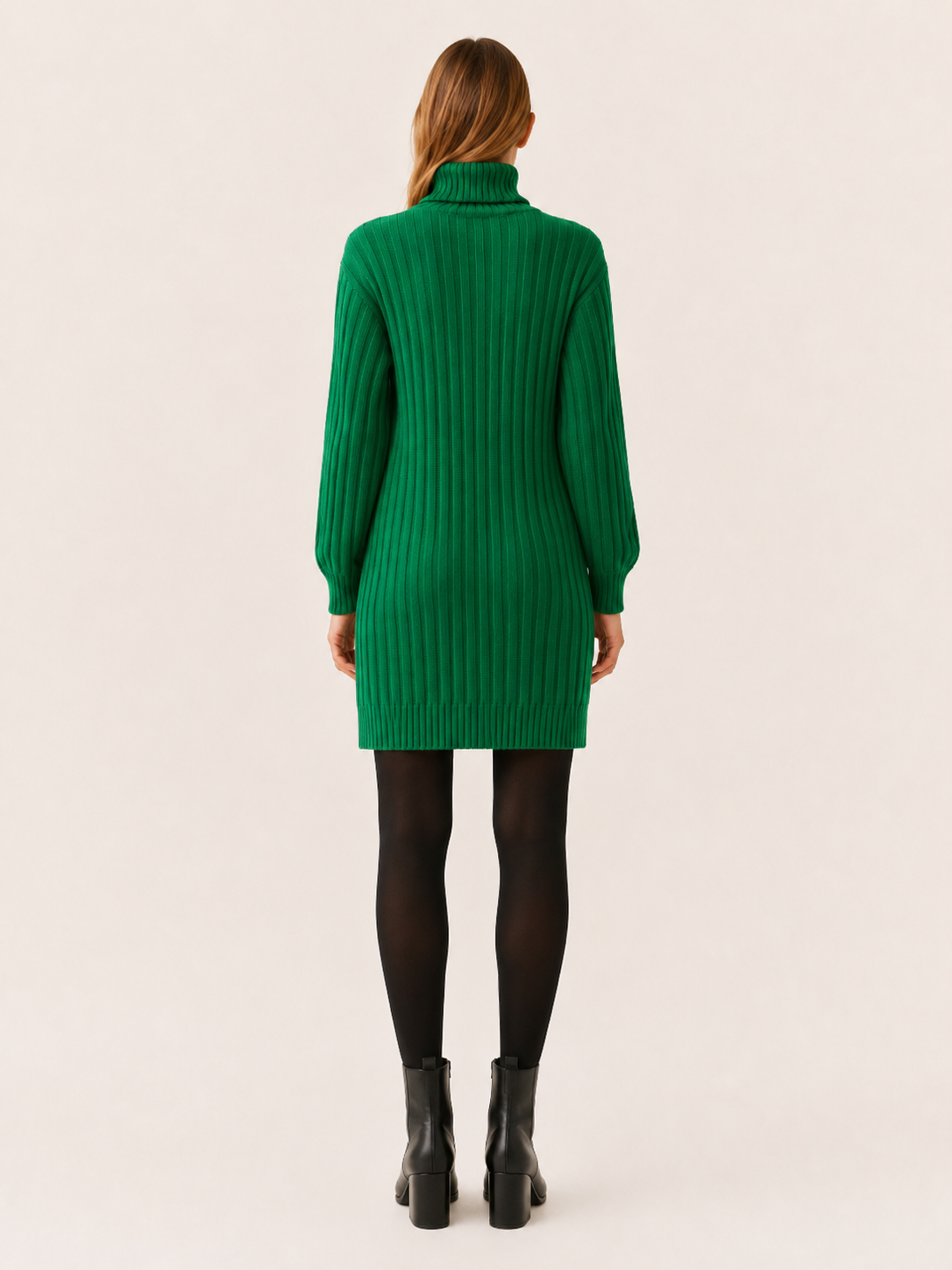 Elodie | Jumper Dress with Roll Neck and Ribbed Mini Fit