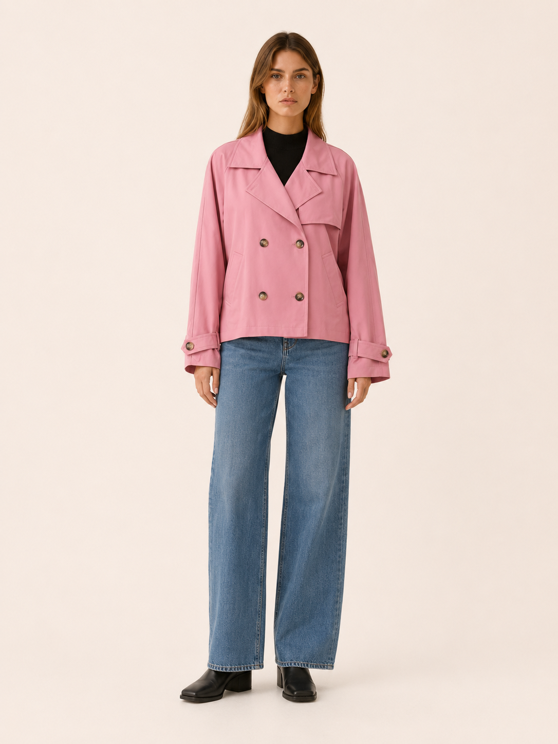 Eloisa | Women’s Short Trench Coat with Double-Breasted Front