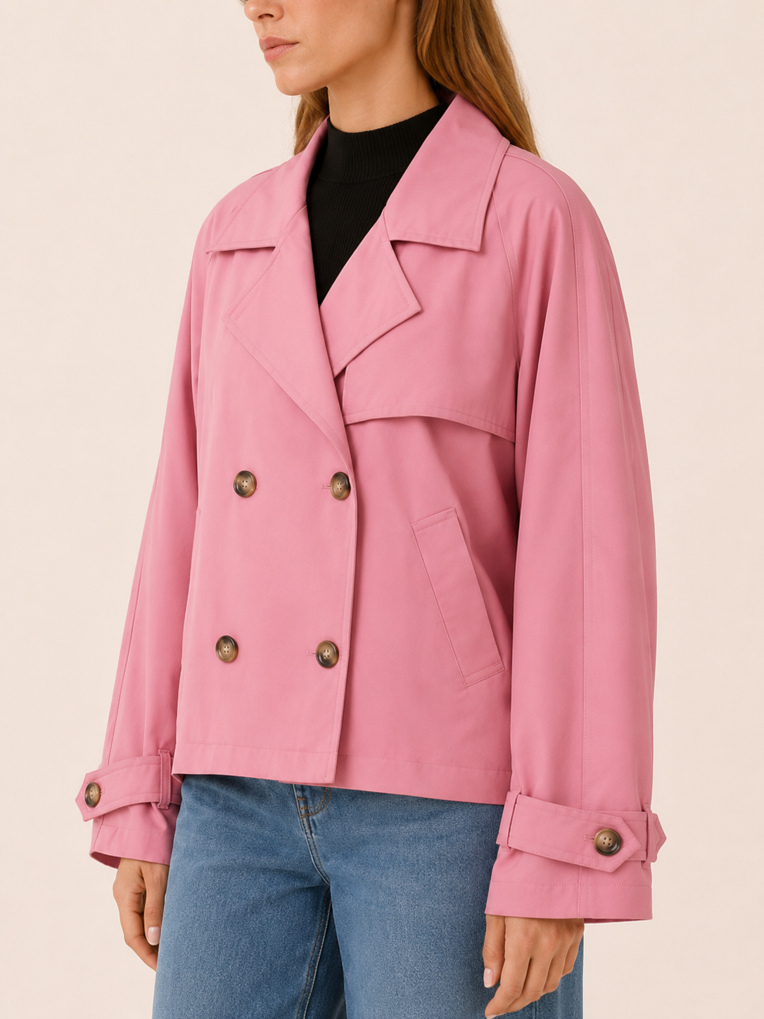 Eloisa | Women’s Short Trench Coat with Double-Breasted Front