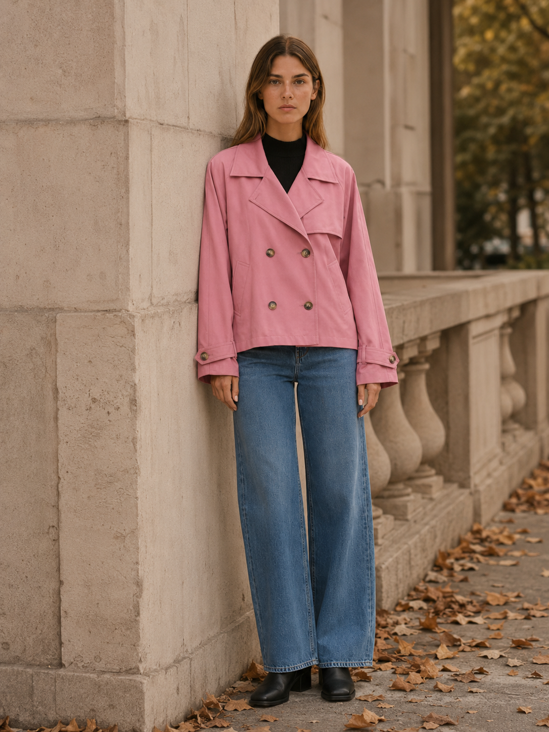 Eloisa | Women’s Short Trench Coat with Double-Breasted Front