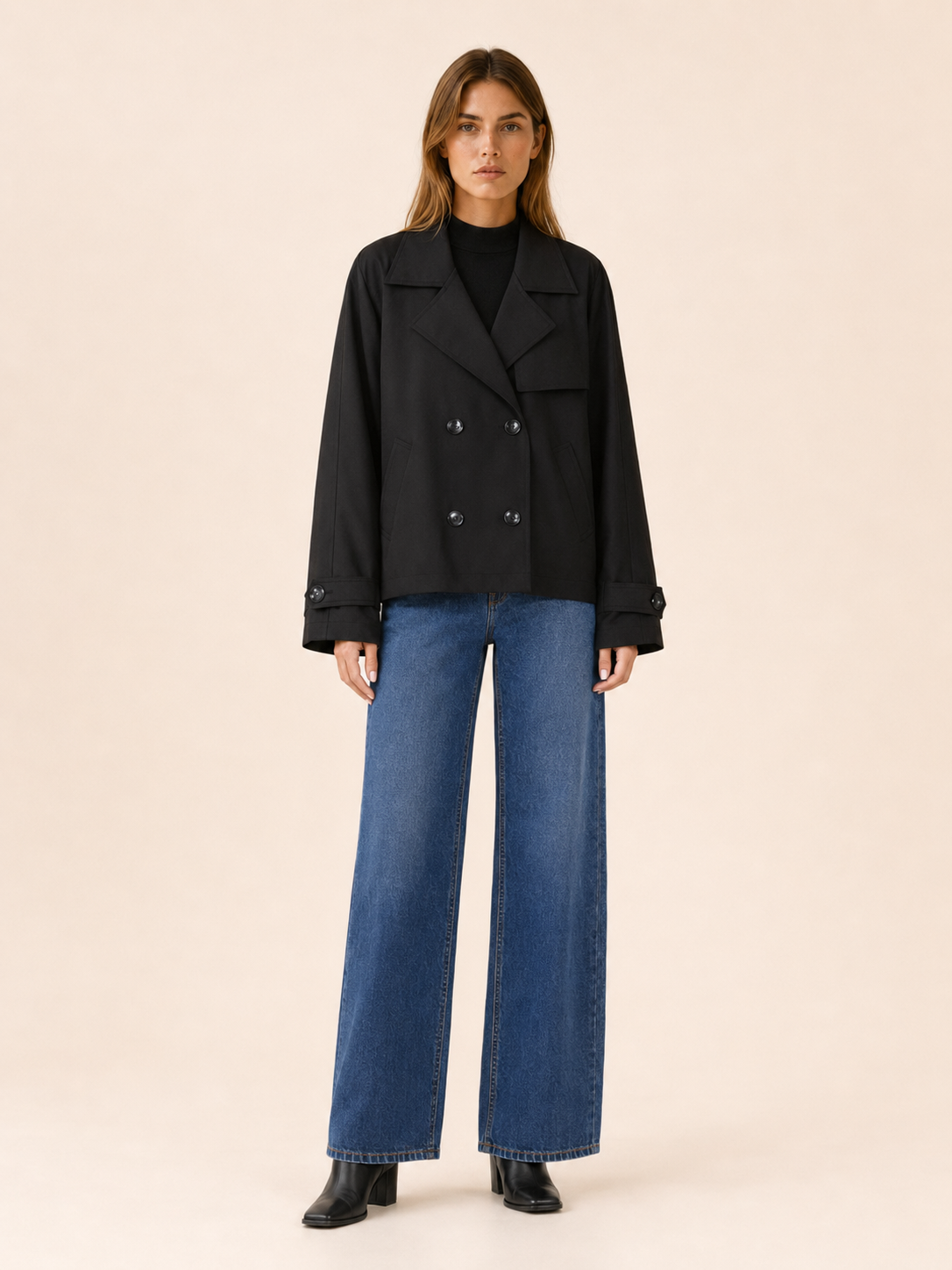 Elowen | Women’s Short Trench Coat with Double-Breasted Front