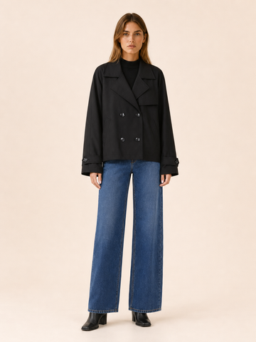 Elowen | Women’s Short Trench Coat with Double-Breasted Front