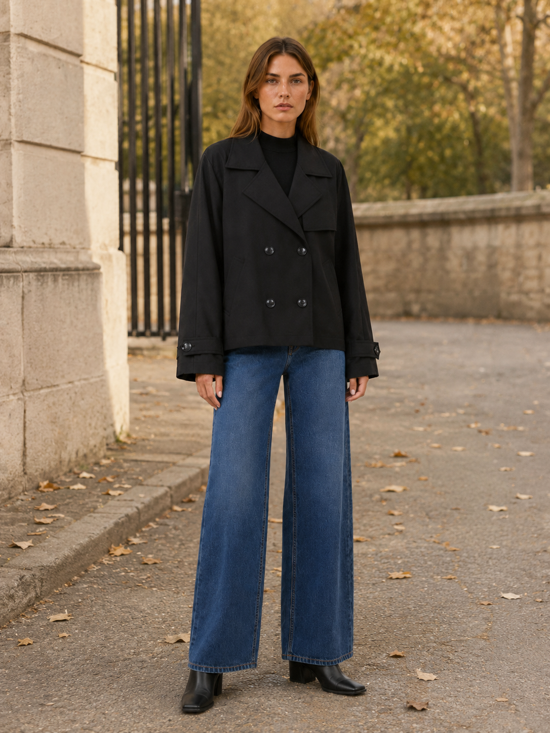 Elowen | Women’s Short Trench Coat with Double-Breasted Front