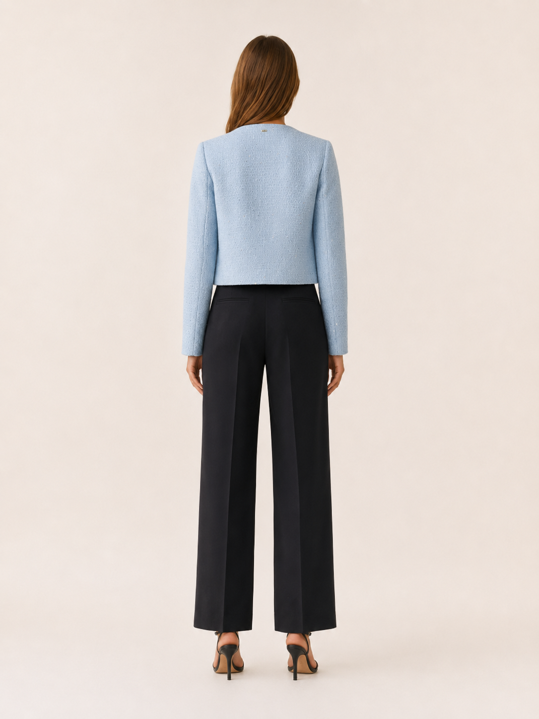 Elowise | Tweed Cropped Blazer with Gold Button Detail