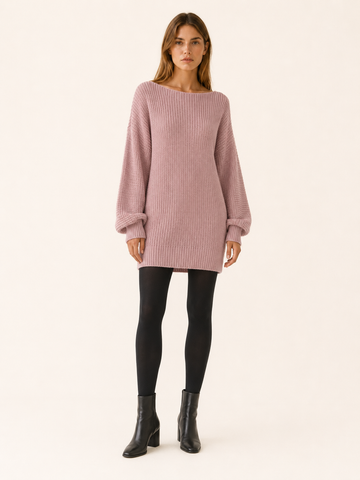 Elowra | Sweater Dress with Boat Neck and Long Sleeves