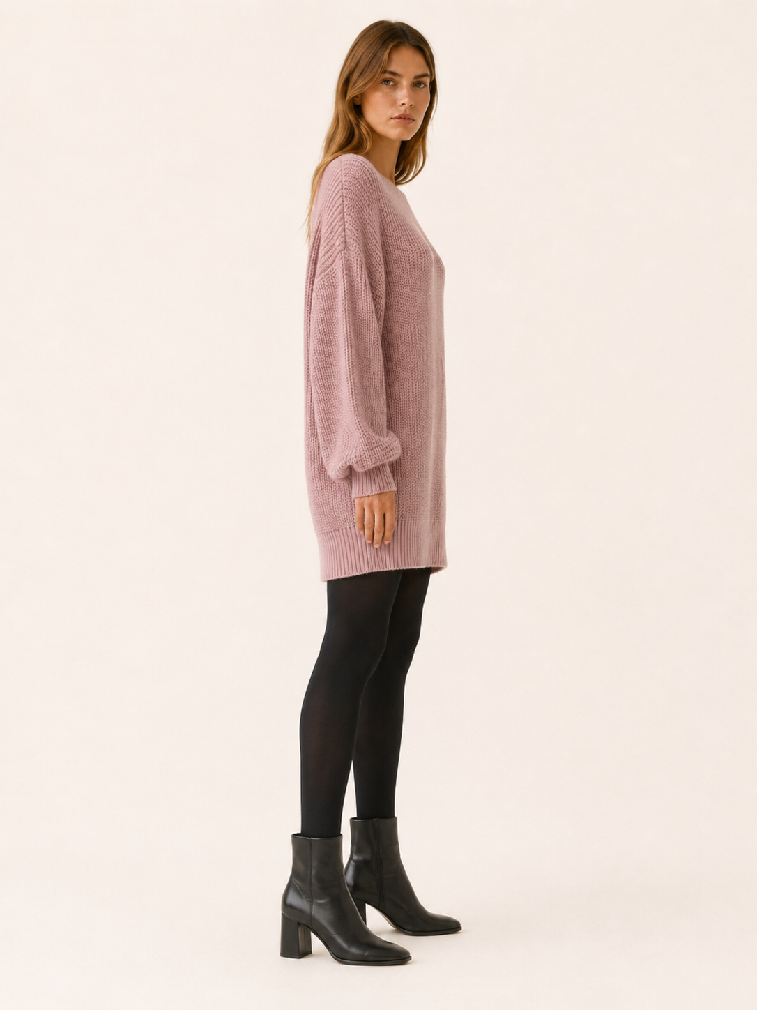 Elowra | Sweater Dress with Boat Neck and Long Sleeves