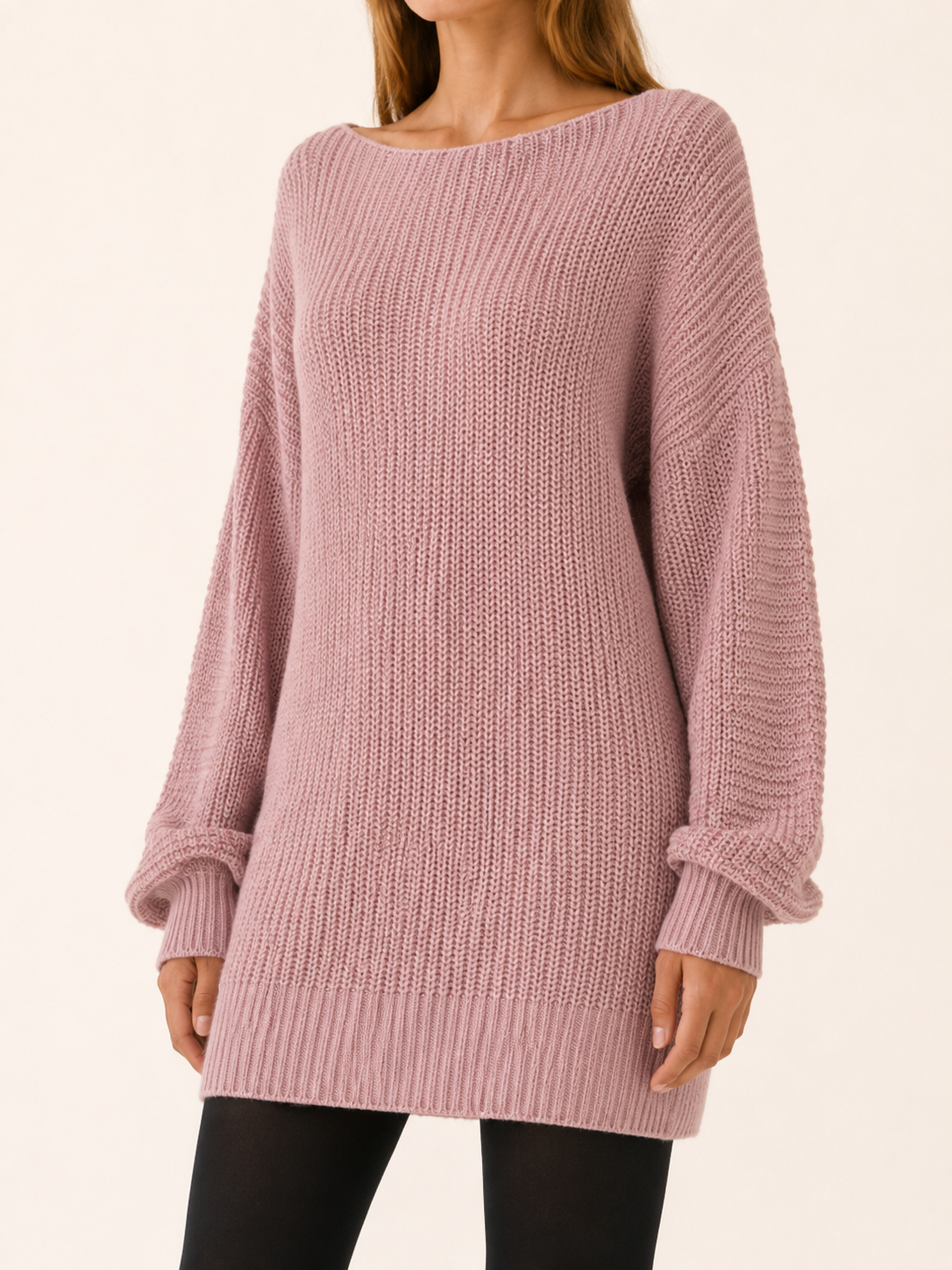 Elowra | Sweater Dress with Boat Neck and Long Sleeves