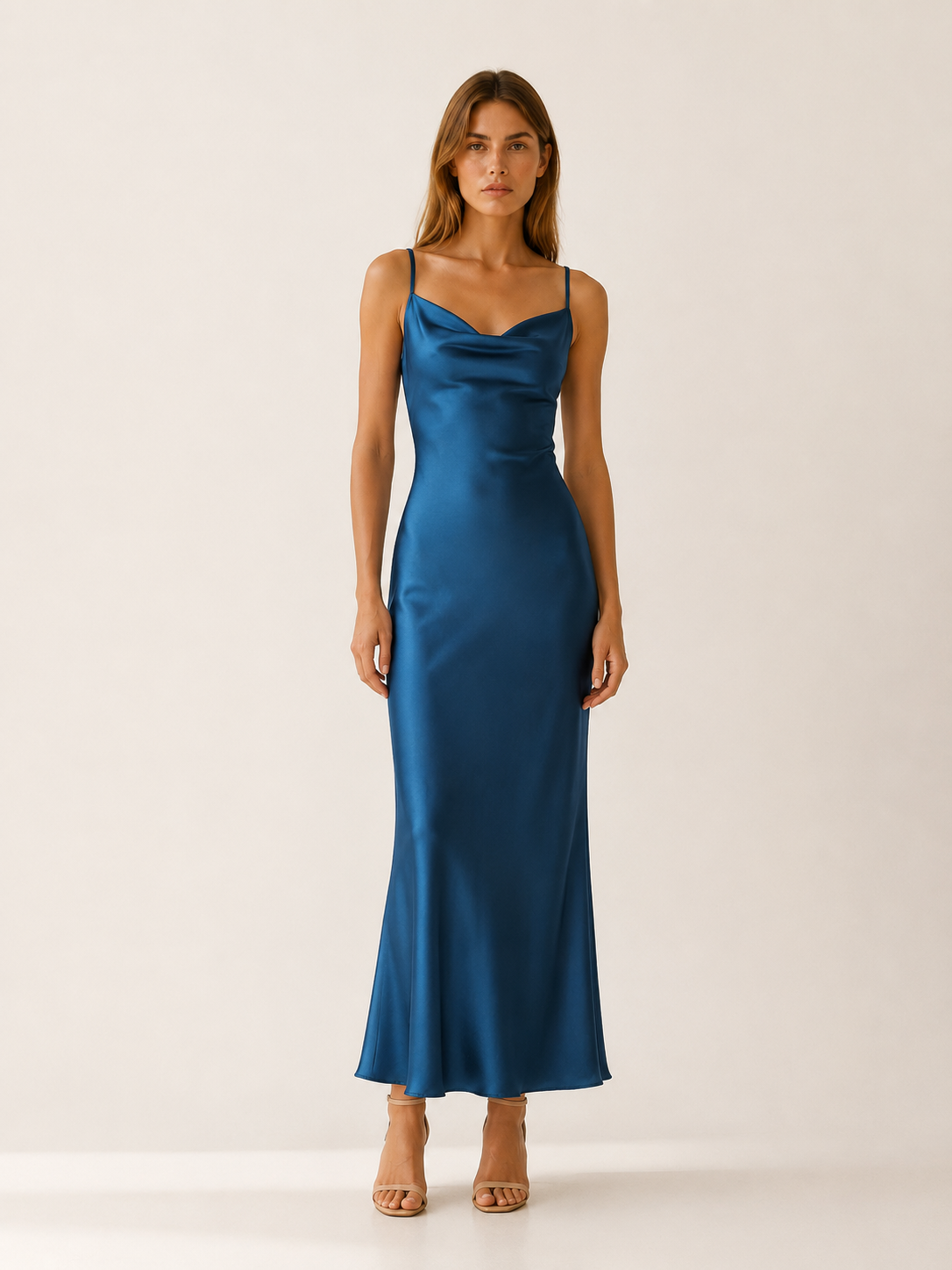 Elspeth | Satin Maxi Dress with Cowl Neckline