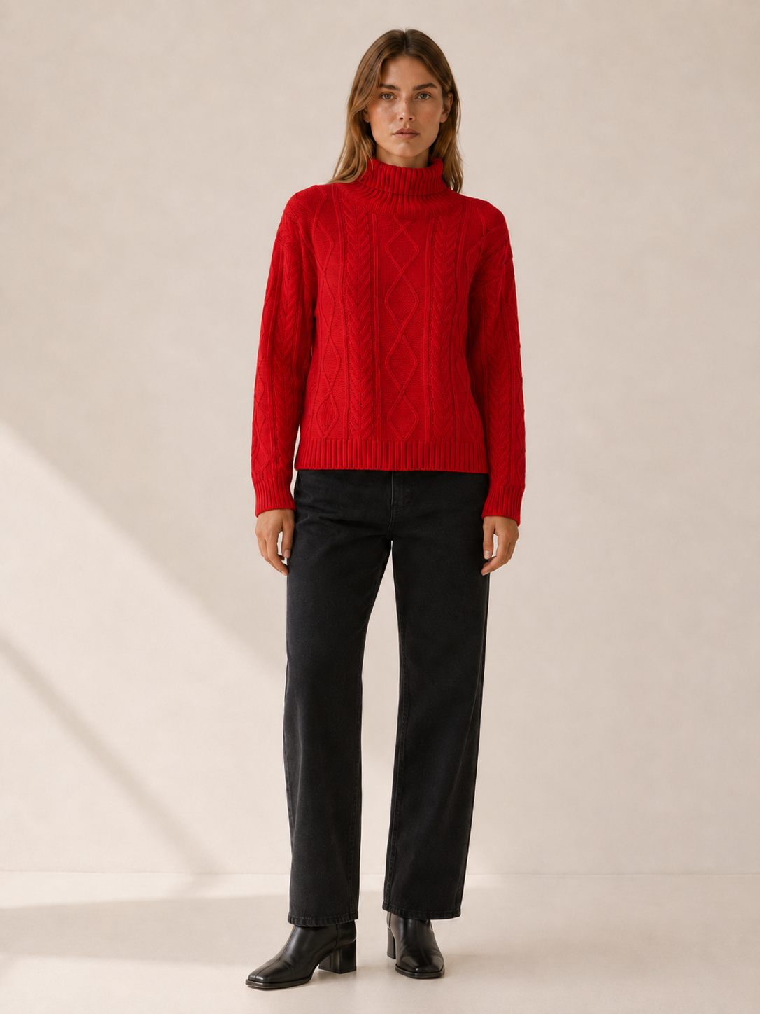 Eluned | Roll Neck Jumper with Textured Detail