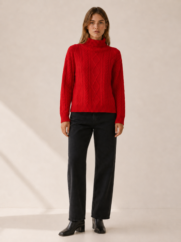 Eluned | Roll Neck Jumper with Textured Detail