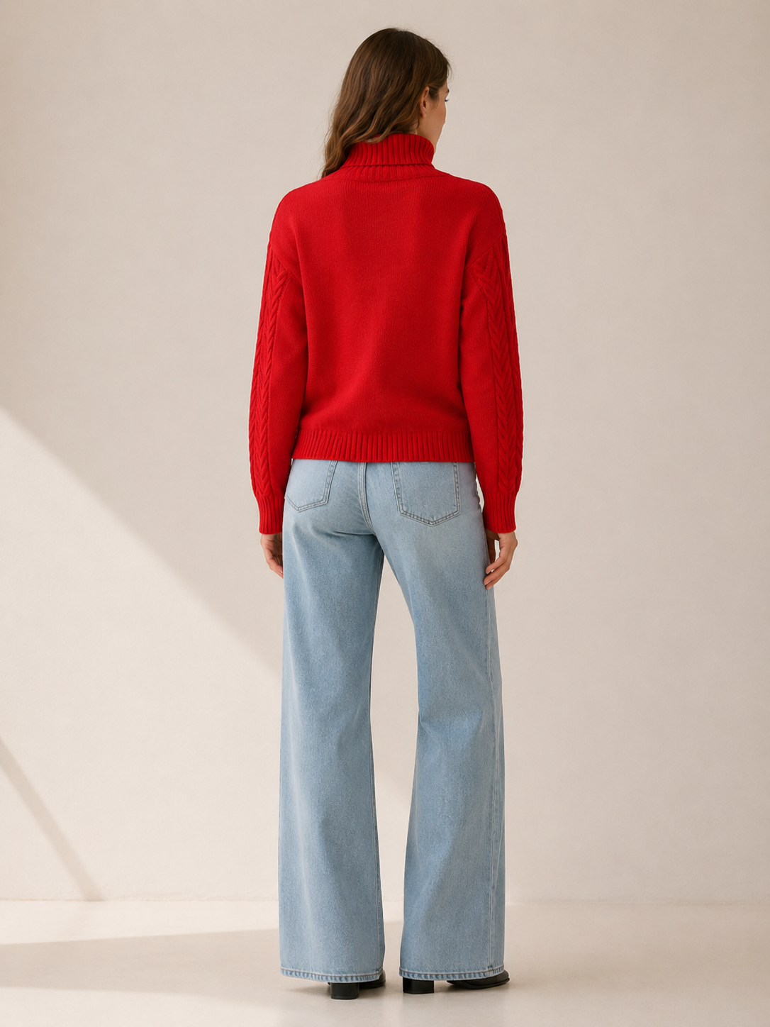 Eluned | Roll Neck Jumper with Textured Detail