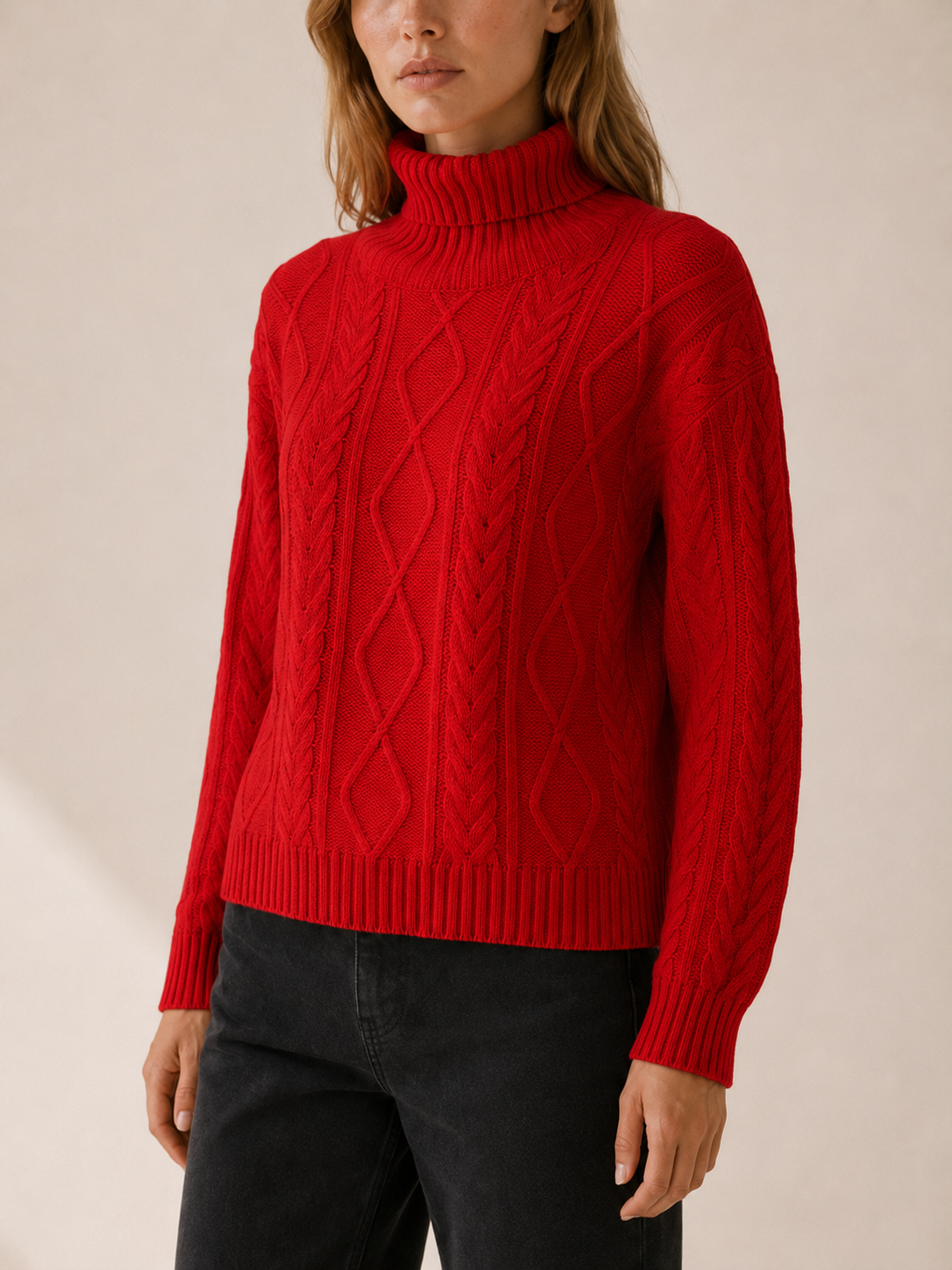 Eluned | Roll Neck Jumper with Textured Detail