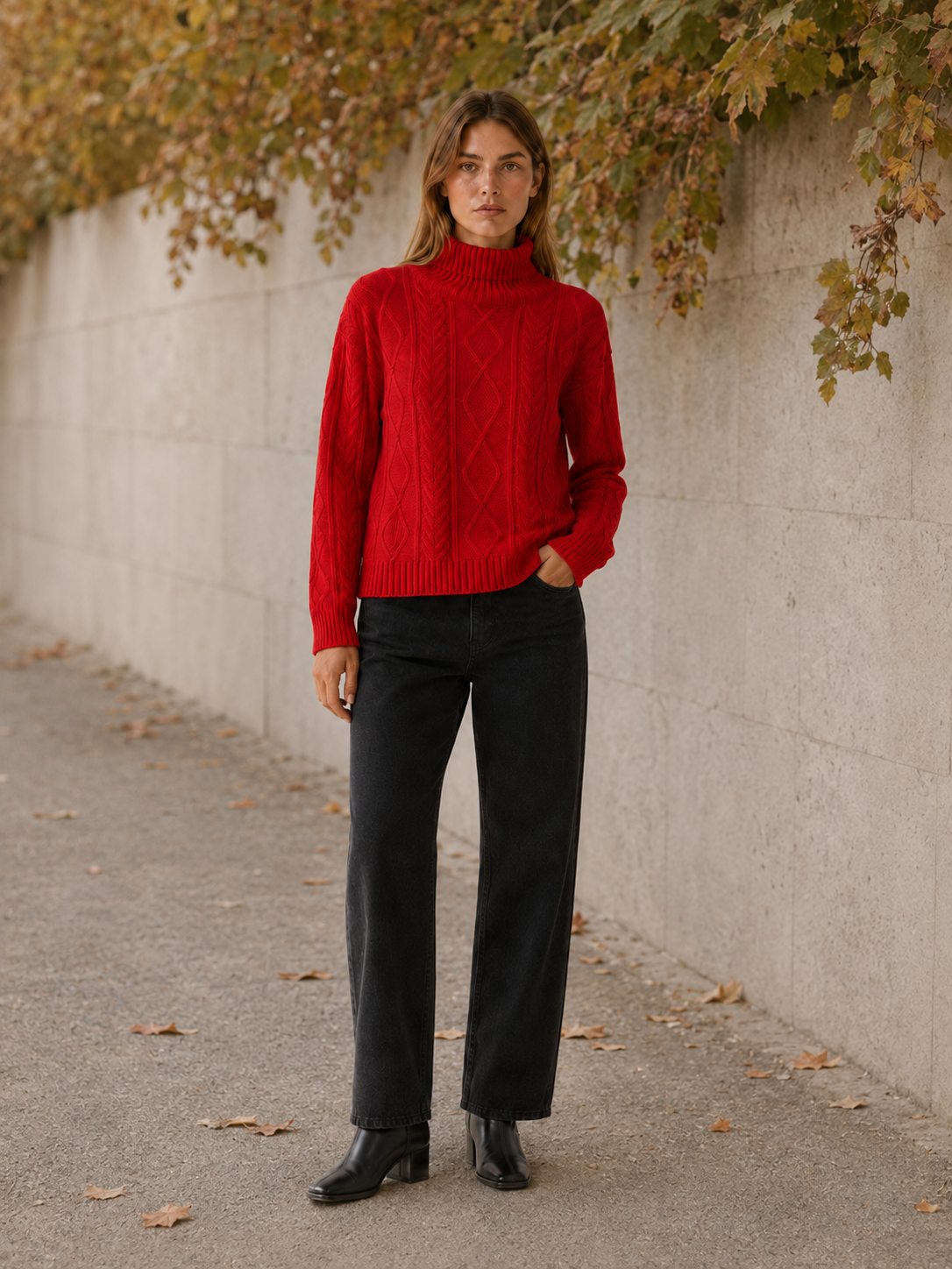 Eluned | Roll Neck Jumper with Textured Detail
