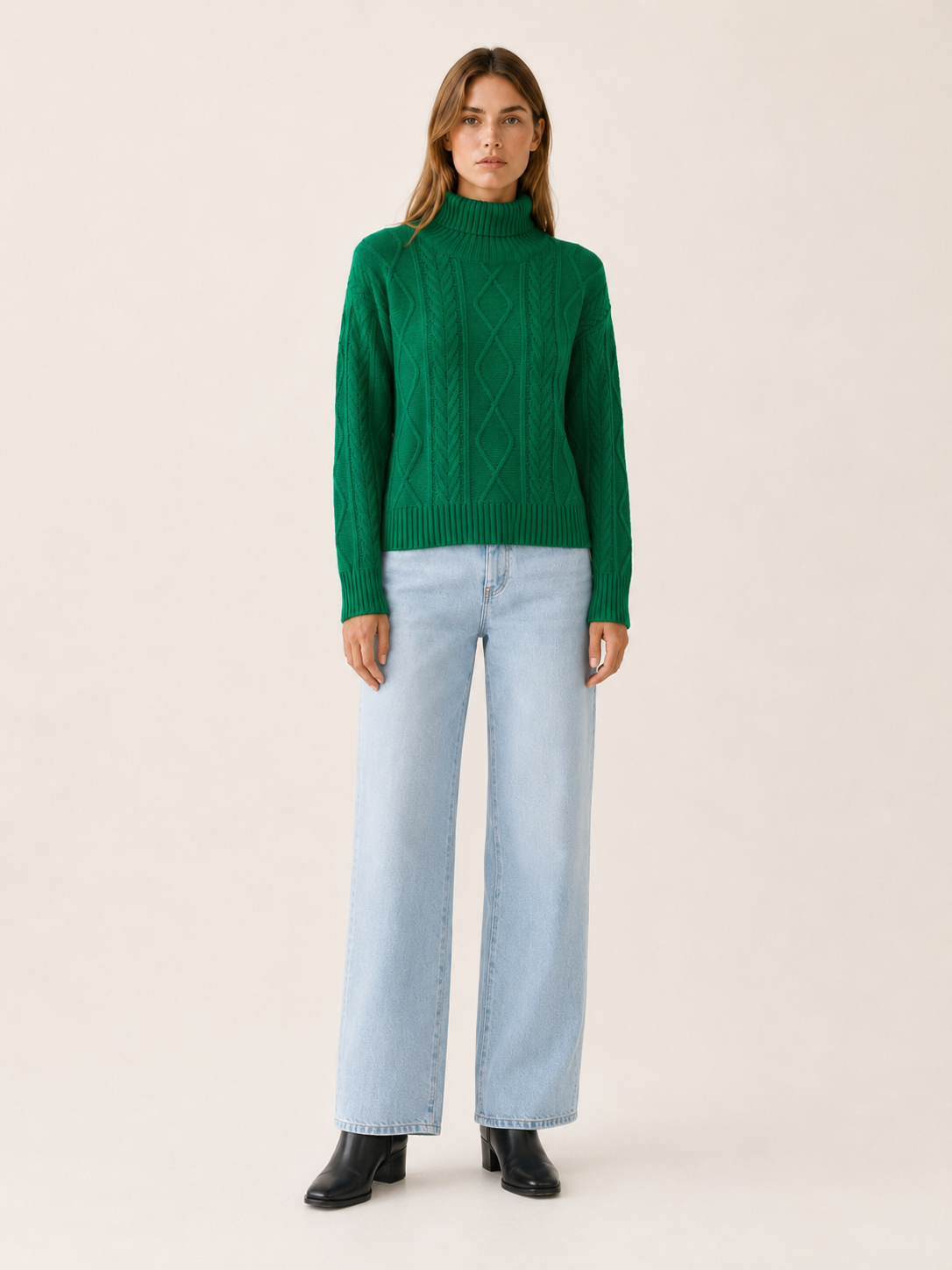 Eluned | Roll Neck Jumper with Textured Detail