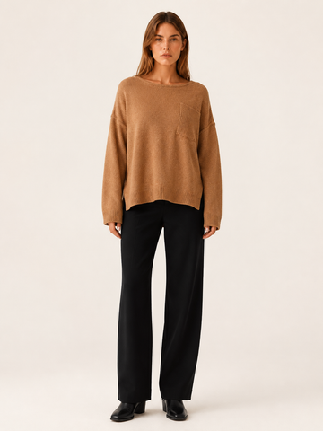Elvarenne | Knit Sweater with Boat Neck and Side Slits