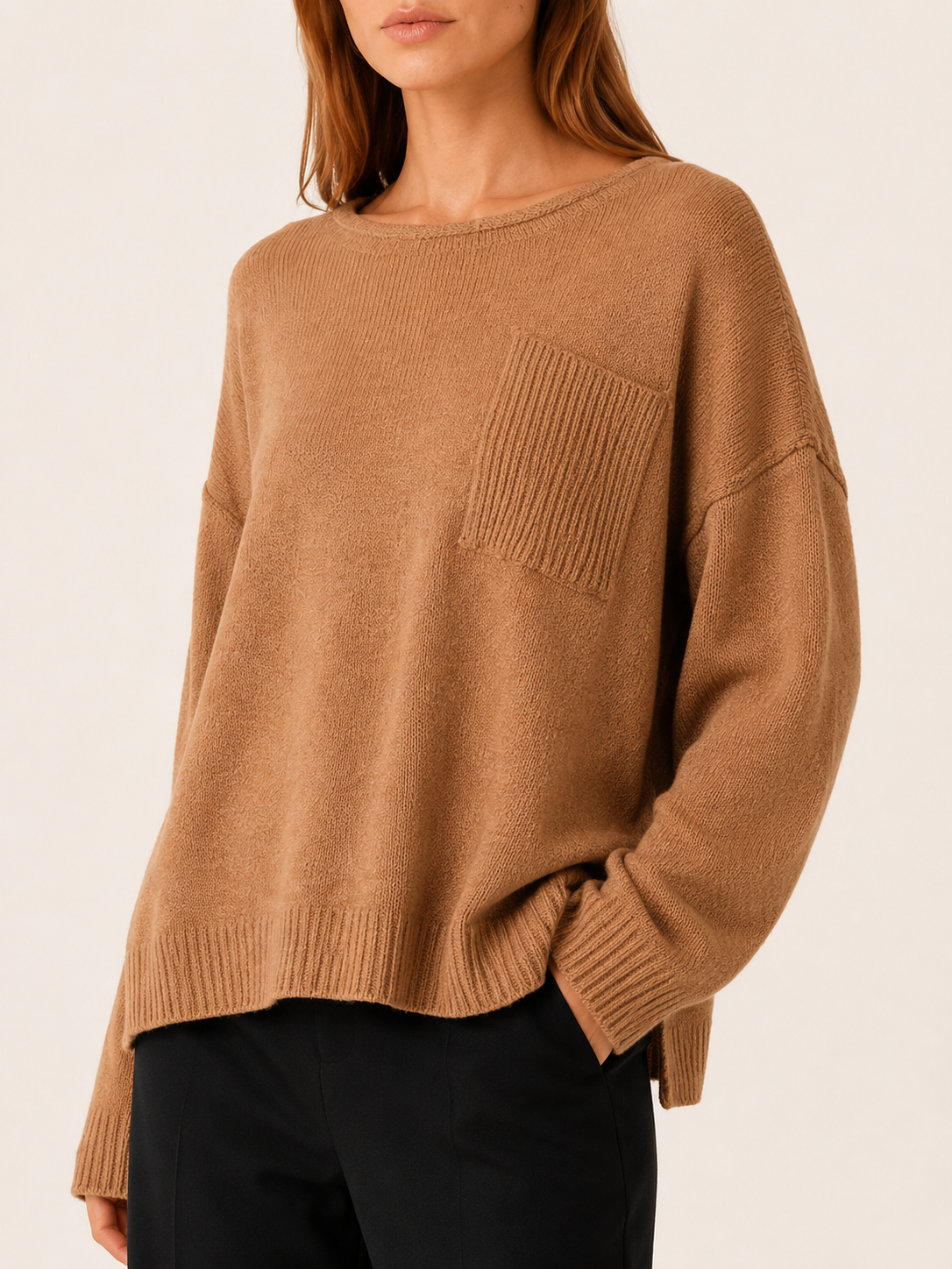Elvarenne | Knit Sweater with Boat Neck and Side Slits