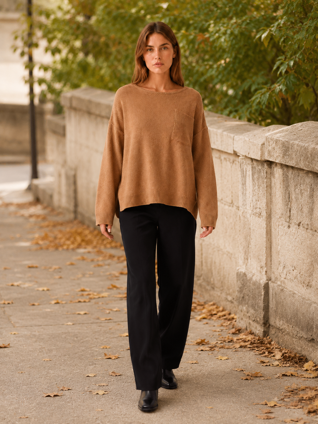 Elvarenne | Knit Sweater with Boat Neck and Side Slits