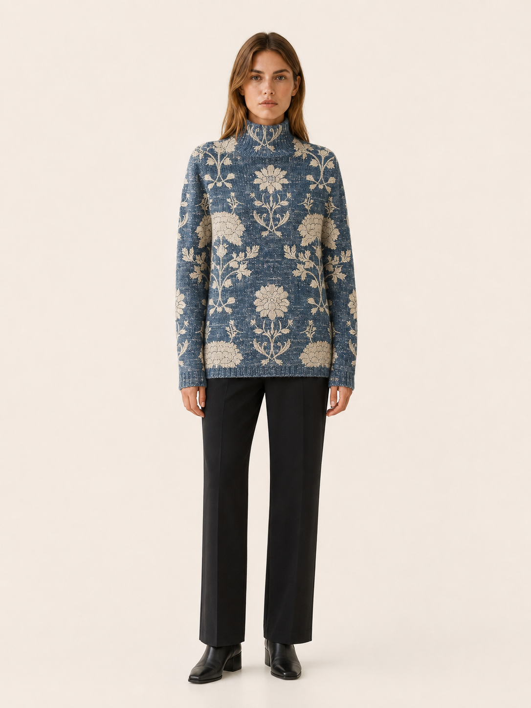 Elyndra | Women's Woodland Motif High Neck Jumper