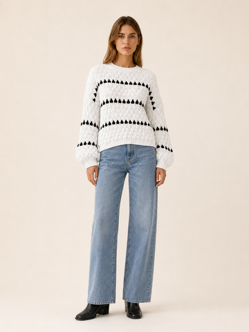 Eudora | Striped Jumper with Drop Shoulders and Balloon Sleeves