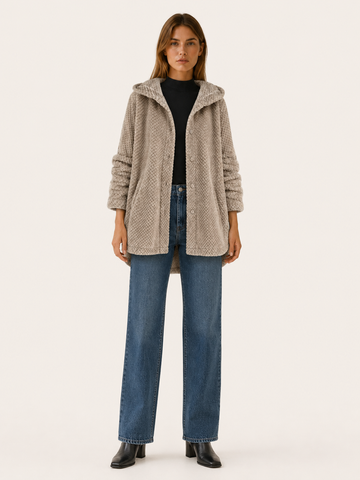 Eudoxia | Women's Button Front Hooded Longline Jacket