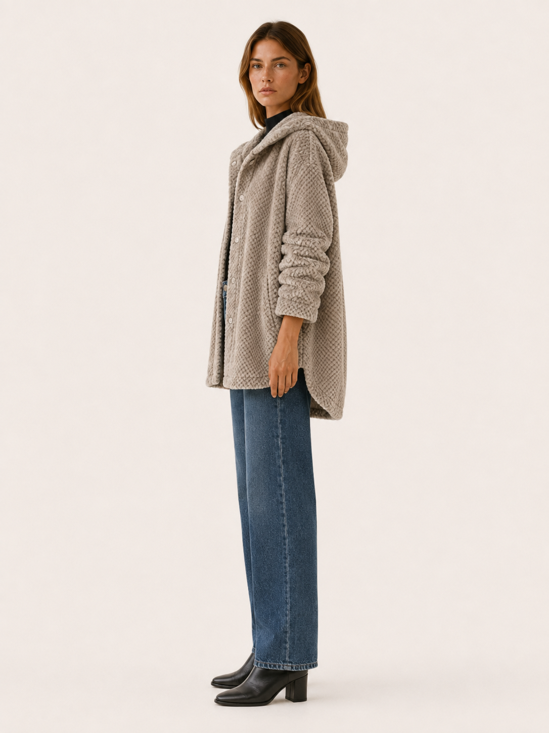 Eudoxia | Women's Button Front Hooded Longline Jacket