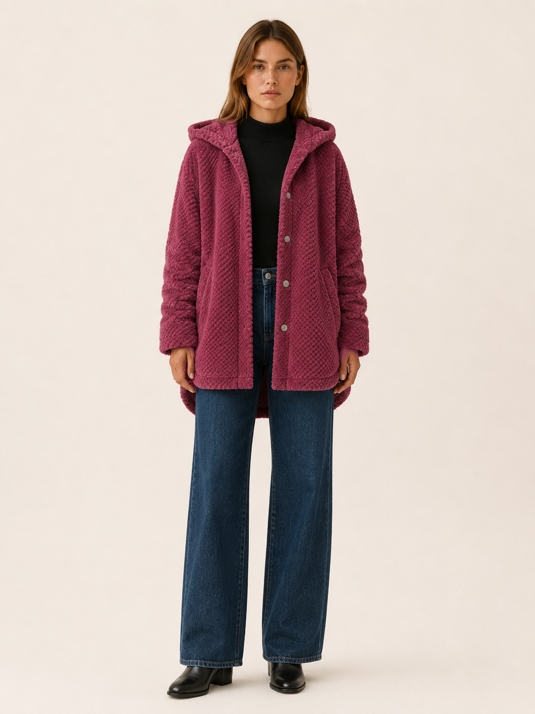 Eudoxia | Women's Button Front Hooded Longline Jacket