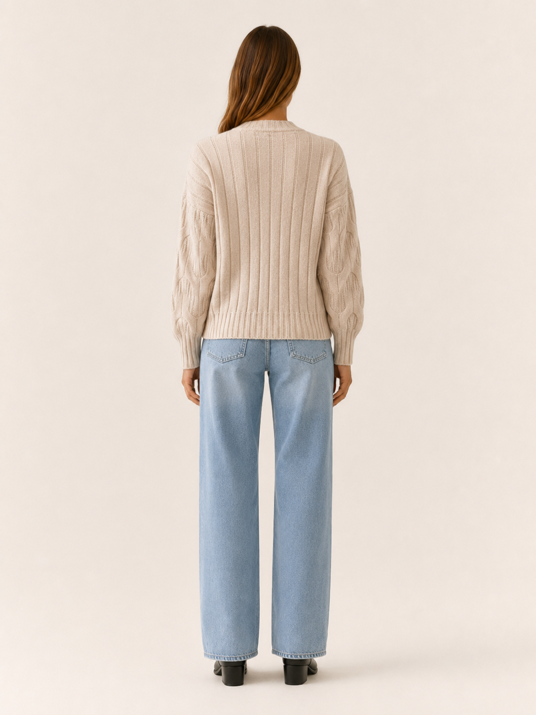 Euphrasie | Round Neck Jumper with Textured Detail