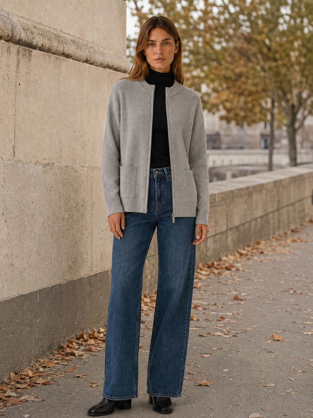 Evadelle | Women's Zip Through Knitted Cardigan