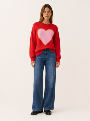 Evadina | Round Neck Jumper with Heart Detail