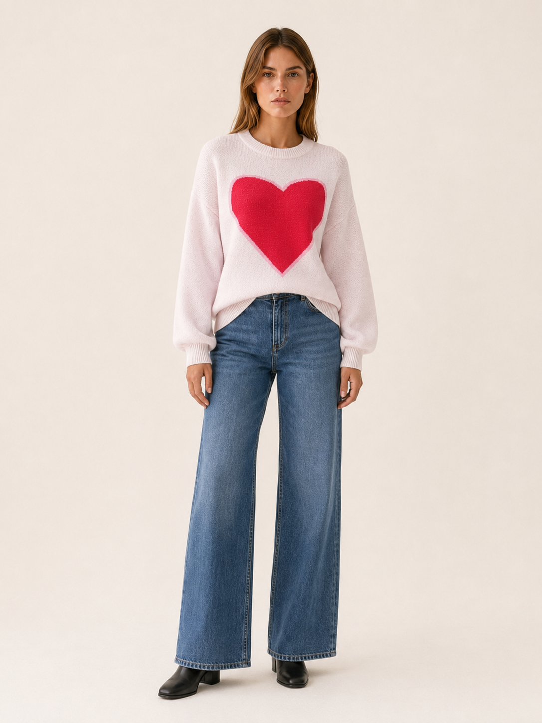 Evadina | Round Neck Jumper with Heart Detail